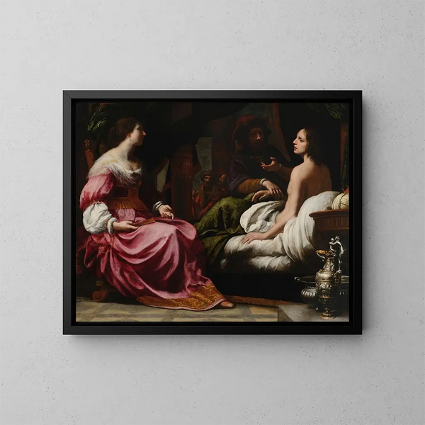 Antiochus, Prinz von Syrien, und Stratonice, ihre Schwiegermutter - Felice Ficherelli — gerahmtes Bild an der Wand