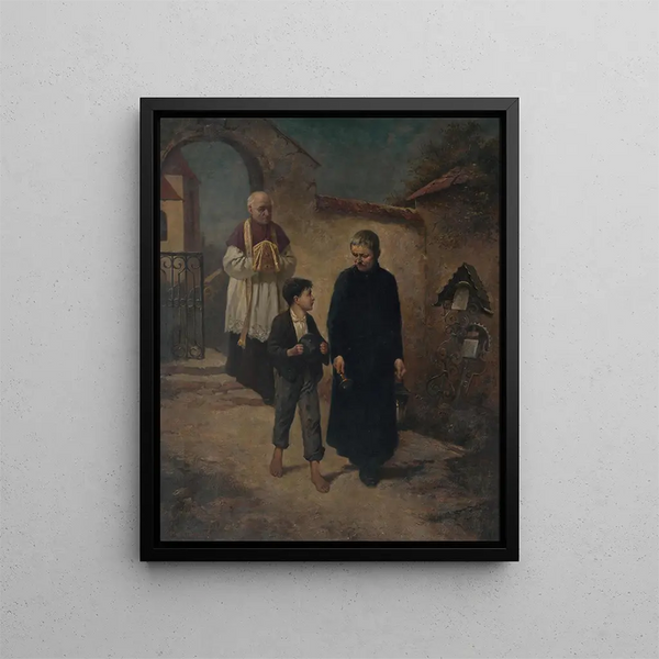 En route pour soigner les malades - Felicjan Moczik — gerahmtes Bild an der Wand