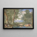 Landschaft mit Kühen in einem Bach - Felix Meyer — gerahmtes Bild an der Wand