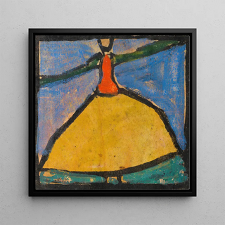 Femme aux bras écartés en jupe jaune - Egon Schiele