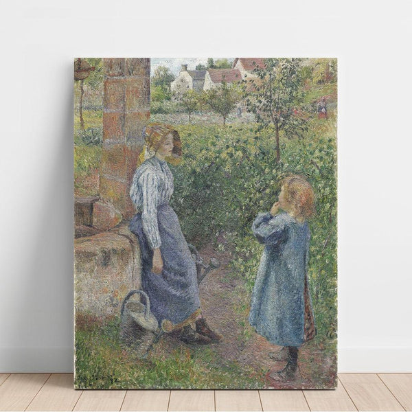 Reproduktion des Gemäldes Frau und Kind am Brunnen - Camille Pissarro