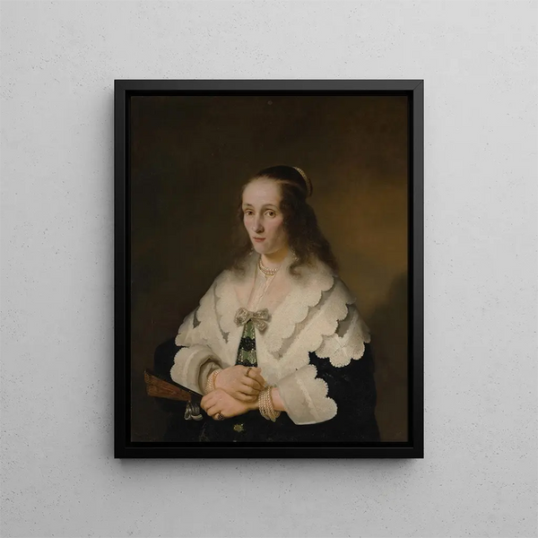 Portrait einer Frau - Ferdinand Bol — gerahmtes Bild an der Wand