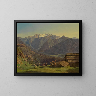 Ferdinand Georg Waldmller - Ansicht des Dachsteins mit dem Hallstttersee von der Htteneckalpe bei Ischl.webp