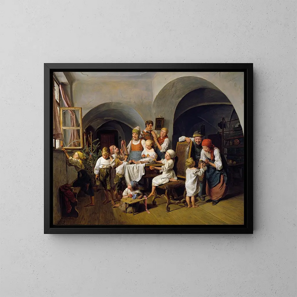 Morgenstimmung an Weihnachten - Ferdinand Georg Waldmüller — gerahmtes Bild an der Wand
