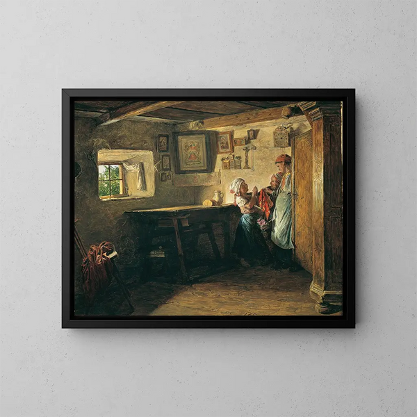Der alte Koffer - Ferdinand Georg Waldmüller — gerahmtes Bild an der Wand