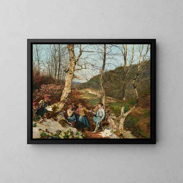Früher Frühling in den Wäldern von Wien - Ferdinand Georg Waldmüller — gerahmtes Bild an der Wand