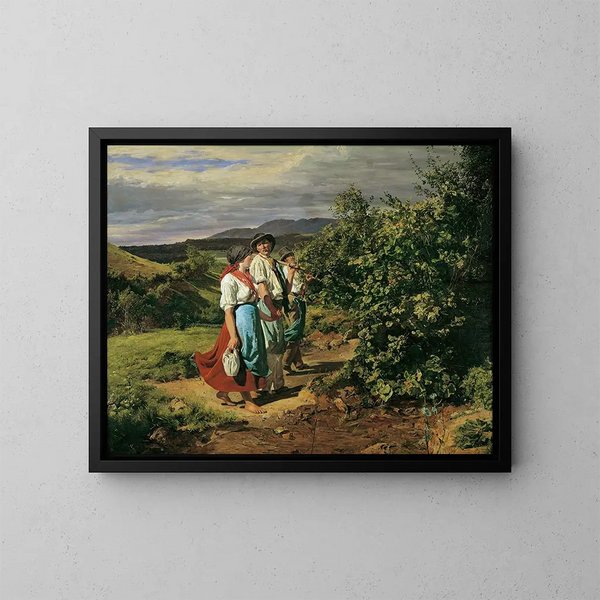 Rückkehr von der Arbeit Die Liebenden an der Kreuzung - Ferdinand Georg Waldmüller — gerahmtes Bild an der Wand