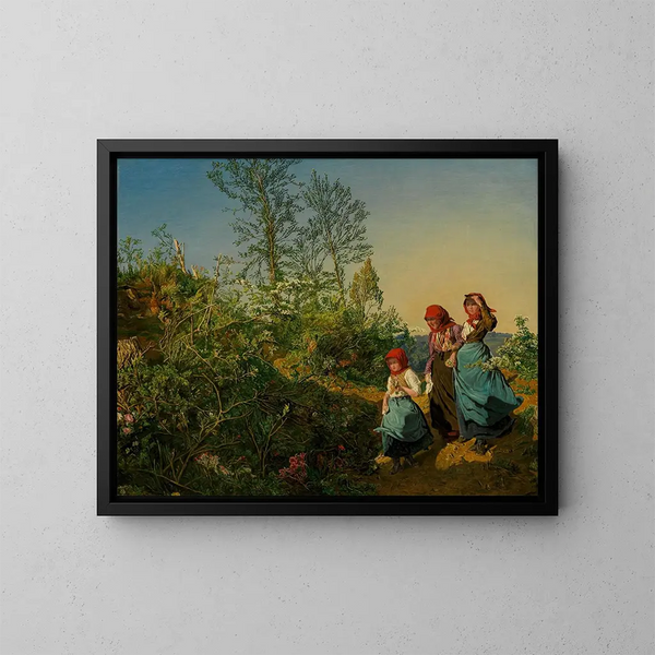 Frühlingsspaziergang zur Kirche - Ferdinand Georg Waldmüller — gerahmtes Bild an der Wand