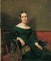 Dame in karminrotem Kleid - Ferdinand Georg Waldmüller — Ansicht des Kunstwerks