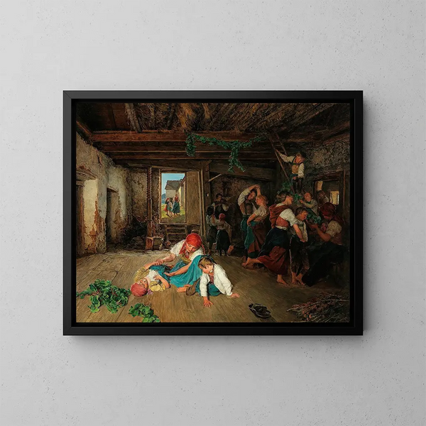 Vorbereitung des Weinlesefests - Ferdinand Georg Waldmüller — gerahmtes Bild an der Wand