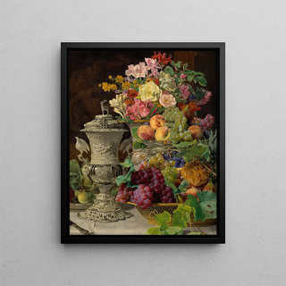 Ferdinand Georg Waldmller - Still Life with Fruit Flowers and a Silver Cup.webp