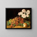 Naturstillleben mit Rosen, Erdbeeren und Brot - Ferdinand Georg Waldmüller — gerahmtes Bild an der Wand