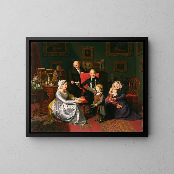 L'Adoption - Ferdinand Georg Waldmüller — gerahmtes Bild an der Wand