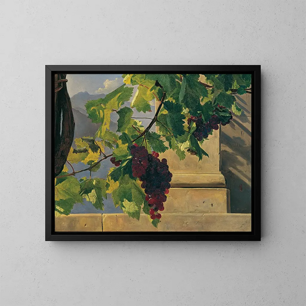 Weinreben und Trauben - Ferdinand Georg Waldmüller — gerahmtes Bild an der Wand