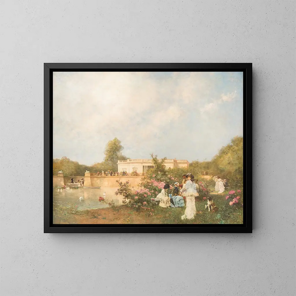 Sommertag im Garten des Palastes - Ferdinand Heilbuth — gerahmtes Bild an der Wand