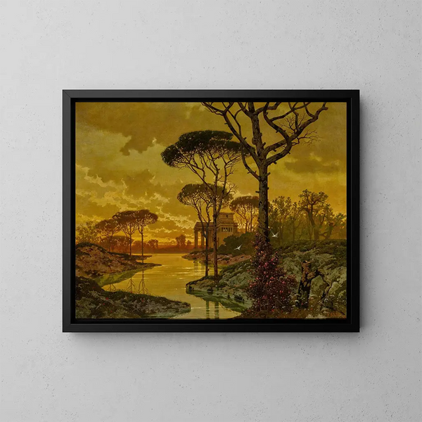 Landschaft des Abends - Ferdinand Knab — gerahmtes Bild an der Wand