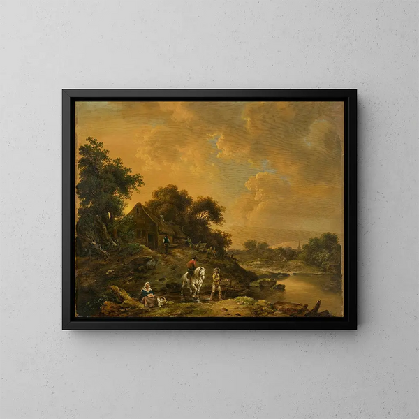 Landschaft des Abends - Ferdinand Kobell — gerahmtes Bild an der Wand