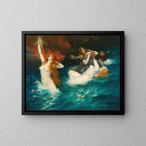 Die Rhinemaiden - Ferdinand Leeke — gerahmtes Bild an der Wand