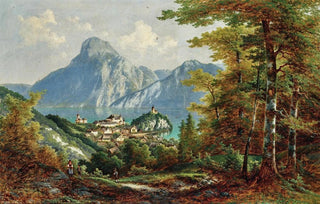 Ferdinand Lepie - A view of Traunstein and Traunkirchen.webp
