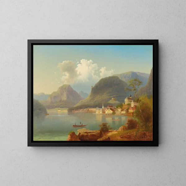 Ansicht von Hallstatt - Ferdinand Lepié — gerahmtes Bild an der Wand