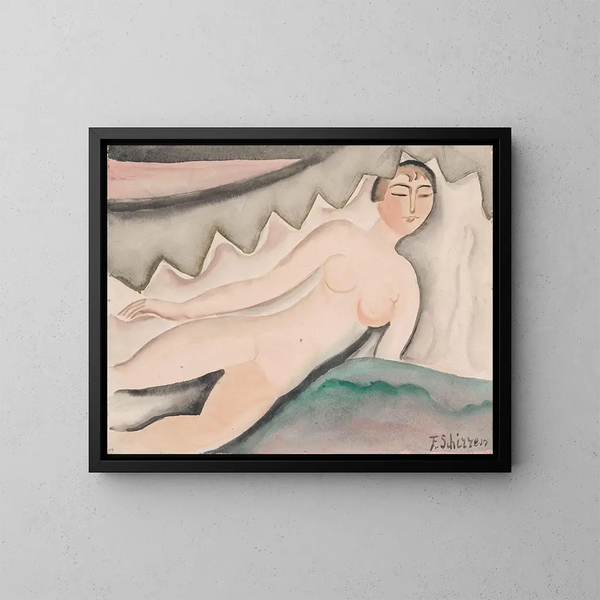 Nackt liegend - Ferdinand Schirren — gerahmtes Bild an der Wand