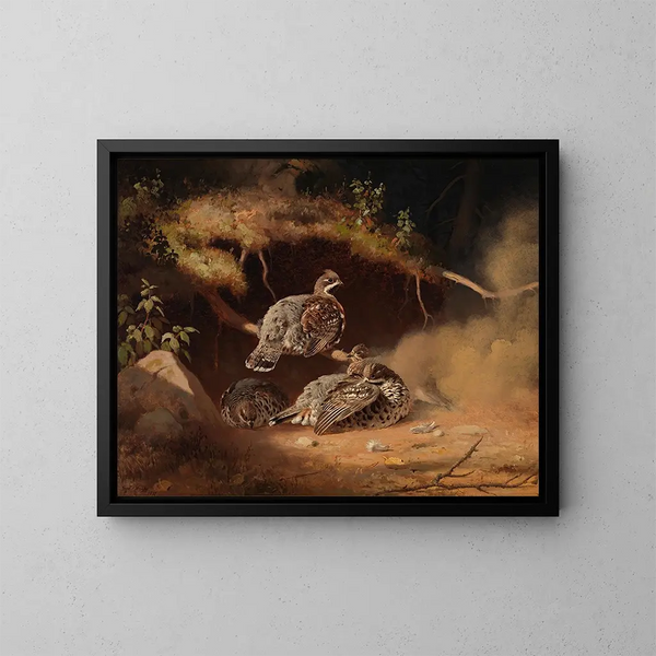 Gros-bec en train de se rouler dans le sable - Ferdinand von Wright — gerahmtes Bild an der Wand
