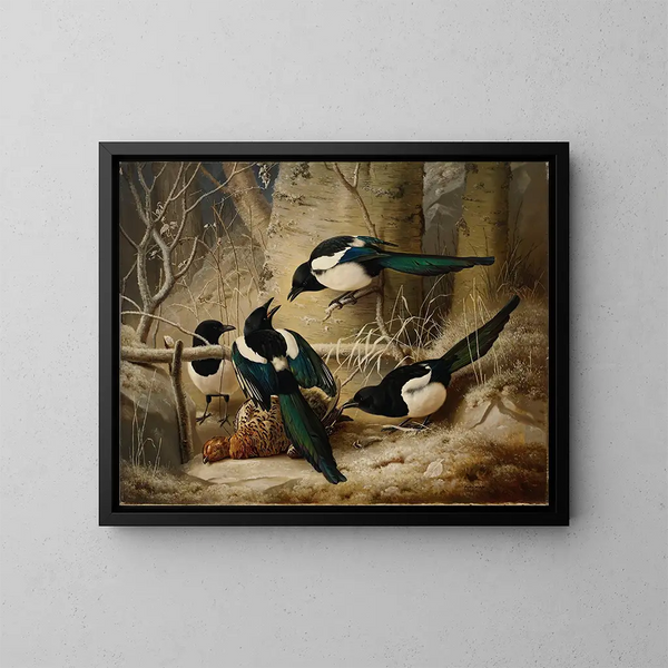 Pies autour d'une tétraon femelle morte - Ferdinand von Wright — gerahmtes Bild an der Wand