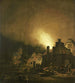 Feu de nuit dans un village - Adam Colonia — Ansicht des Kunstwerks
