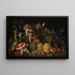 Naturstillleben mit Melonen, Granatäpfeln, Trauben, Wassermelone und anderem Obst und Gemüse auf einem Entablement - Filippo Lauri — gerahmtes Bild an der Wand