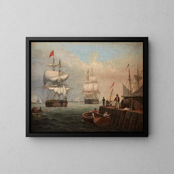 Hafen von Boston - Fitz Henry Lane — gerahmtes Bild an der Wand