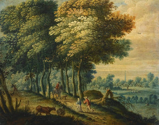 Flemish School - Bosky Landscape With Figures.webp