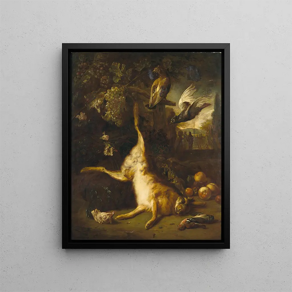 Flemish School - Game with a hare and birds a park landscape beyond.webp