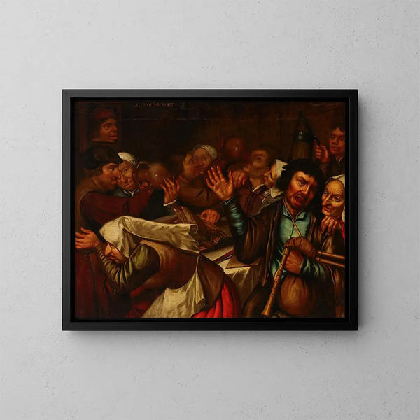 Szene in der Taverne - Flämische Schule — gerahmtes Bild an der Wand