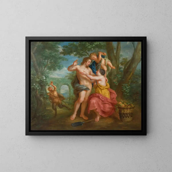 Vertumne und Pomone - Flämische Schule — gerahmtes Bild an der Wand