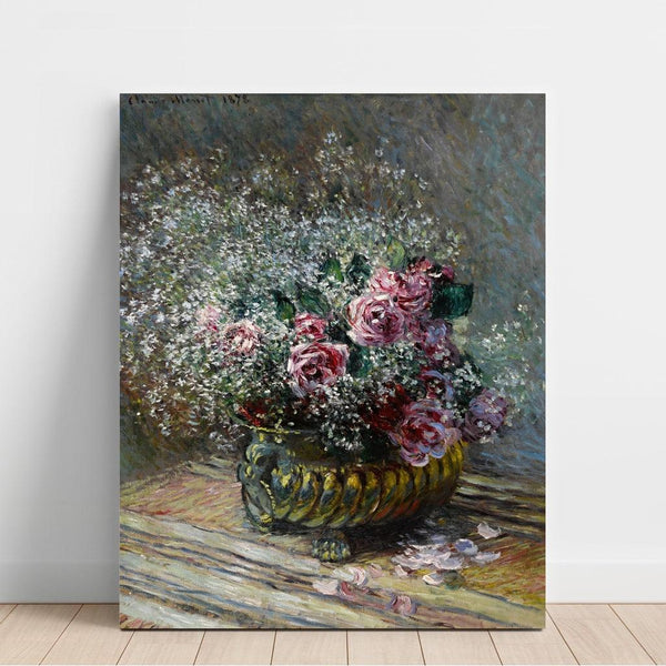 Reproduktion des Gemäldes Blumen in einer Vase (Rosen und Nebel) - Claude Monet