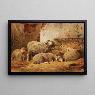 Flix Saturnin Brissot de Warville - Small Stable Scene with Sheep.webp