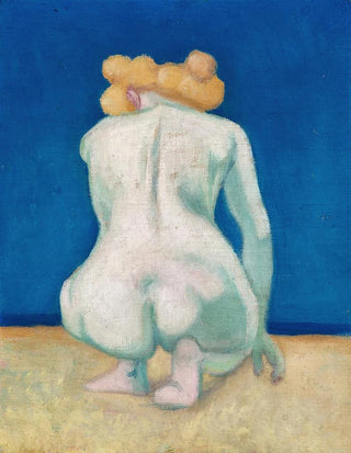 Flix Vallotton - Femme blonde accroupie de dos.webp