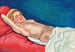 Frau nackt liegend auf einem roten Sofa - Félix Vallotton — Ansicht des Kunstwerks