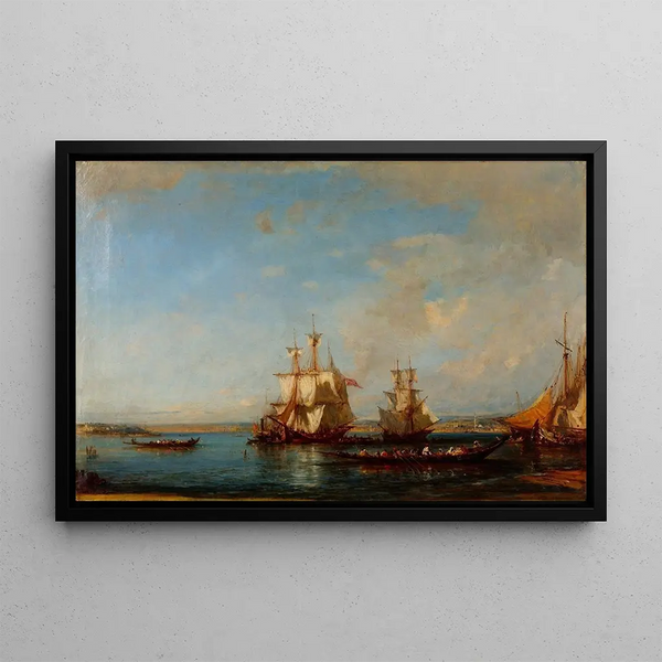 Kähne und Segelschiffe am Bosporus - Félix Ziem — gerahmtes Bild an der Wand