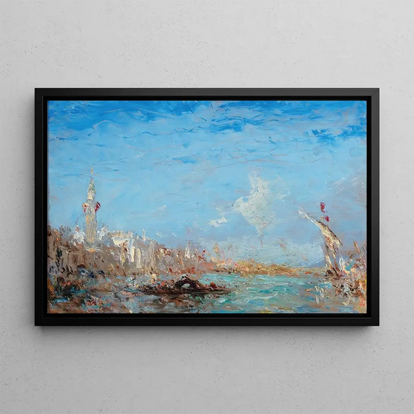 Großes Canal-Gemälde - Félix Ziem — gerahmtes Bild an der Wand