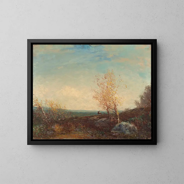 Hirsch im Fontainebleau-Wald - Félix Ziem — gerahmtes Bild an der Wand