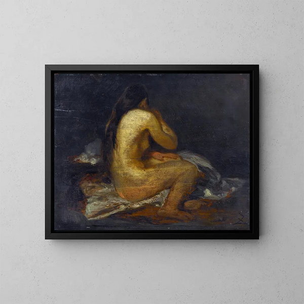 Frau nackt sitzend - Félix Ziem — gerahmtes Bild an der Wand