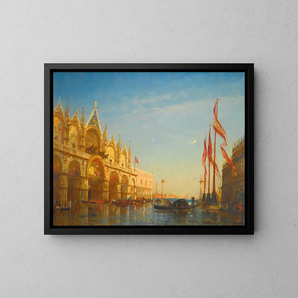 Überschwemmungen auf dem Platz San Marco, Venedig - Félix Ziem — gerahmtes Bild an der Wand