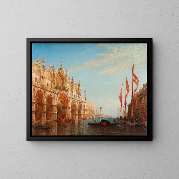 La Place Saint-Marc, Überschwemmung von 1863 - Félix Ziem — gerahmtes Bild an der Wand