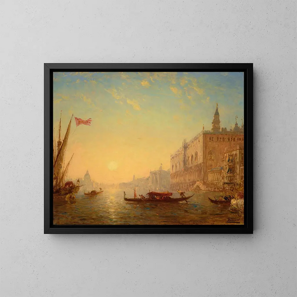 Das Becken vom Quai des Esclavons aus - Félix Ziem — gerahmtes Bild an der Wand