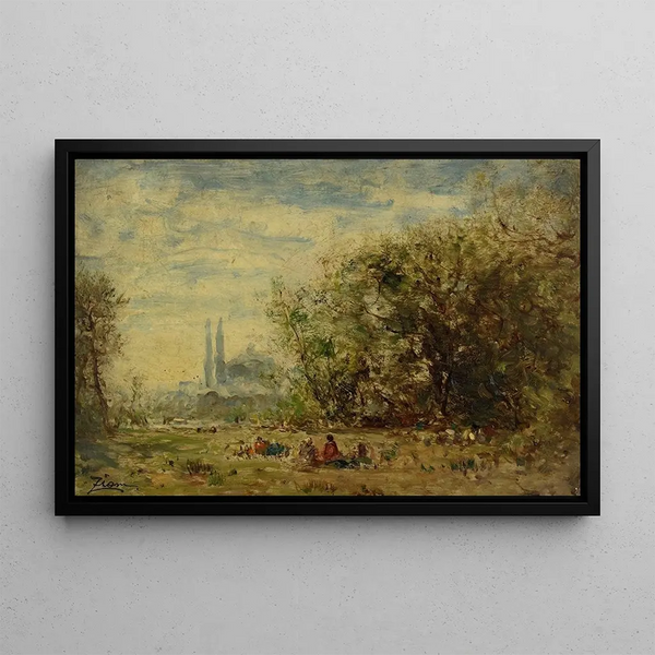 Die Süßwasserseen Asiens in der Nähe von Konstantinopel - Félix Ziem — gerahmtes Bild an der Wand