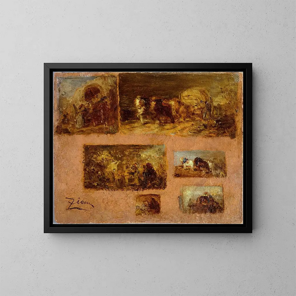 Panneau de sechs Studien von Wagen - Félix Ziem — gerahmtes Bild an der Wand