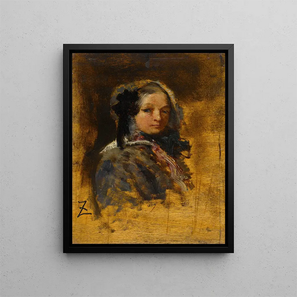 Portrait eines jungen Mädchens - Félix Ziem — gerahmtes Bild an der Wand