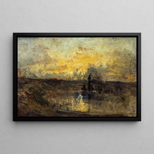 Drehendes Flussbild - Félix Ziem — gerahmtes Bild an der Wand