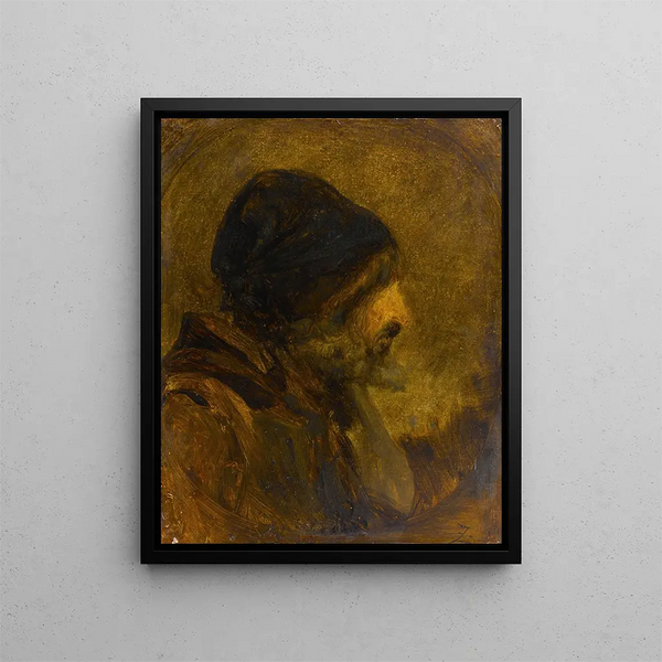 Kopf eines Mannes nach Rembrandt - Félix Ziem — gerahmtes Bild an der Wand